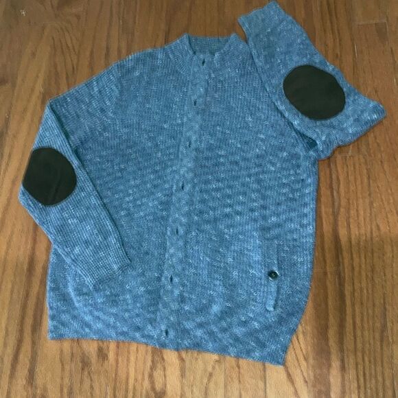 NWT JOSEPH ABBOUD XL Wool Elbow Patch Italian Yarn Cable Grandpacore Zip Sweater - Picture 1 of 10